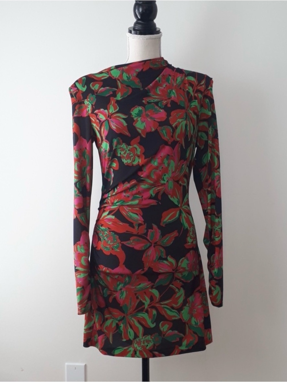 Zara Long-Sleeve Floral jersey dress